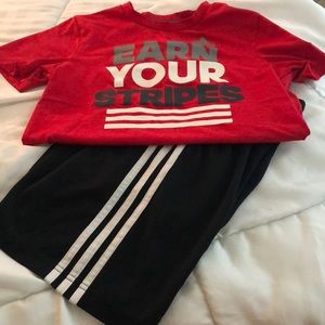 Boys adidas shorts and dri-fit shirt